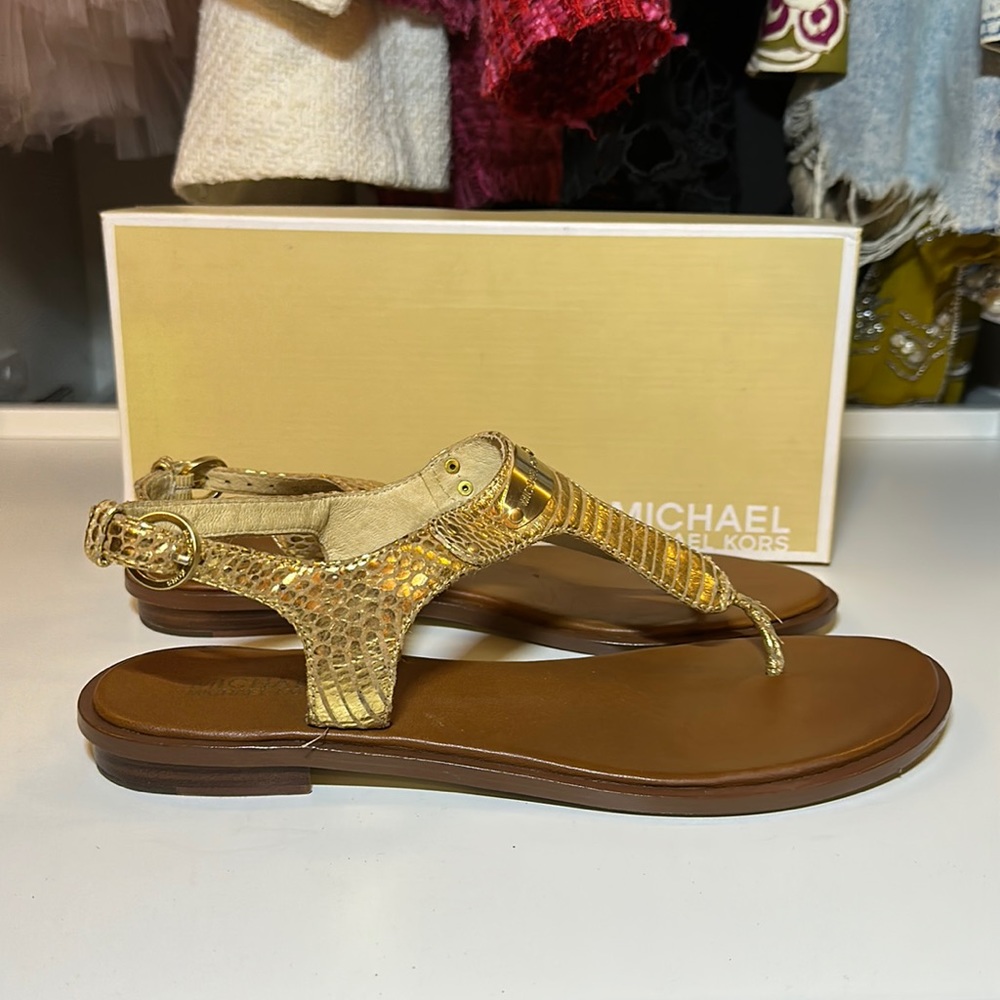 Michael Kors Metallic Gold Thong Sandals